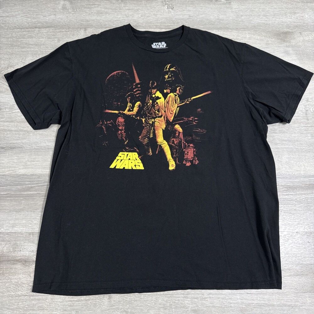 Star Wars Shirt Movie Poster Darth Vader Luke Leia Men's Black 2XL Tee